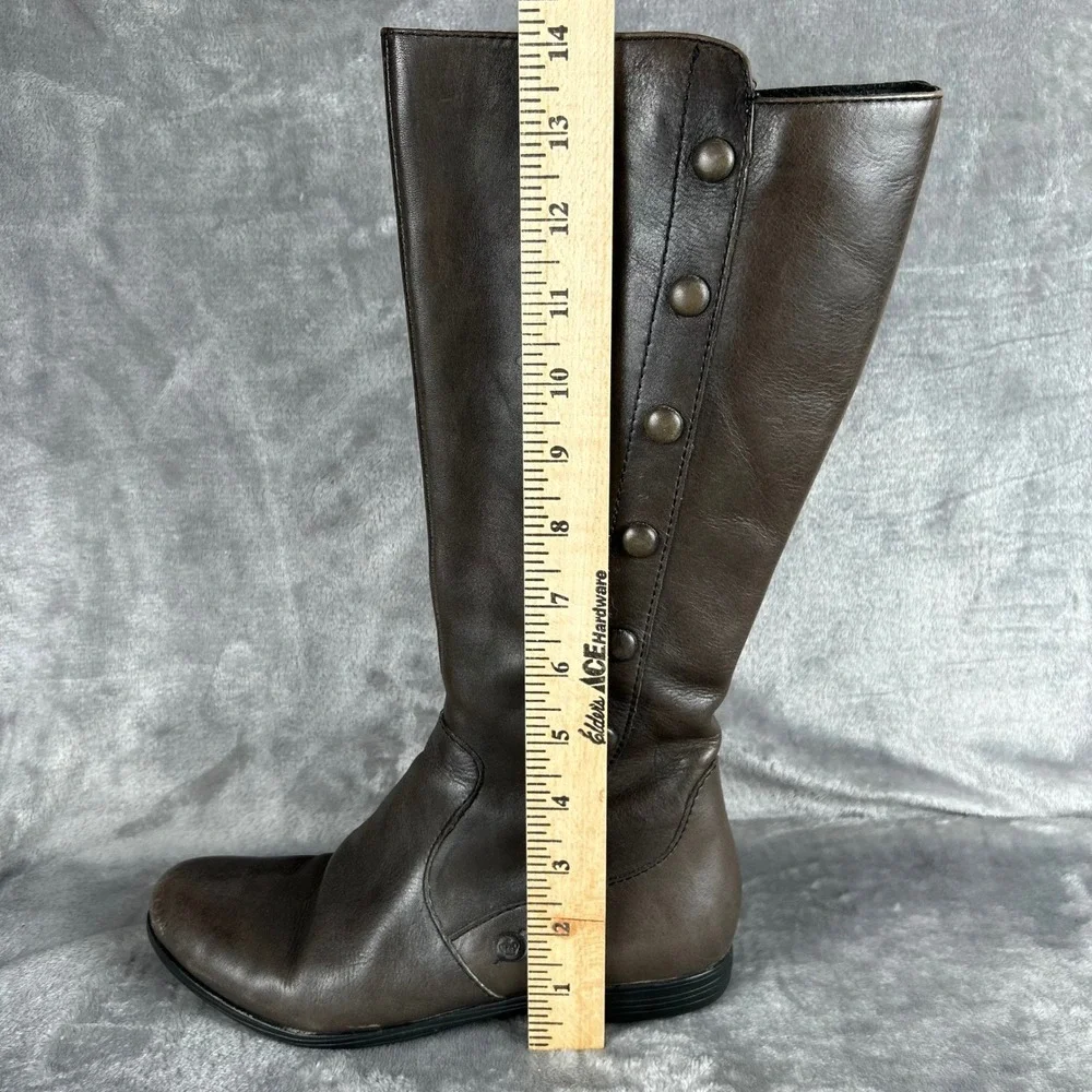 Born Womens Brown Leather Tall Knee High Button Boots B42222 Size 6 EU 36.5